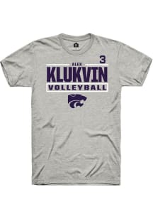 Alex Klukvin Rally Mens Ash K-State Wildcats NIL Stacked Box Player T Shirt