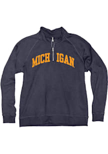 Blue 84 Michigan Wolverines Womens Navy Blue Sanded Fleece Qtr Zip