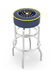Milwaukee Brewers Double-Ring Swivel Pub Stool - Silver