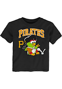 Pirate Parrot  Outer Stuff Pittsburgh Pirates Toddler Black Mascot 3.0 Short Sleeve T-Shirt