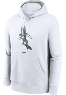 Mens Michigan State Spartans White Nike Sparty Playing Football Hooded Sweatshirt