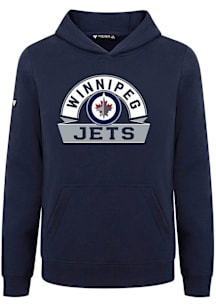 Levelwear Winnipeg Jets Youth Navy Blue Podium Jr Banner Arch Long Sleeve Hoodie