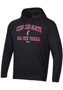 Mens Cincinnati Bearcats Black Under Armour Basketball Rival Hooded Sweatshirt
