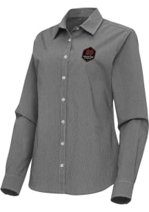 Antigua Houston Dynamo Womens Porter Long Sleeve Black Dress Shirt