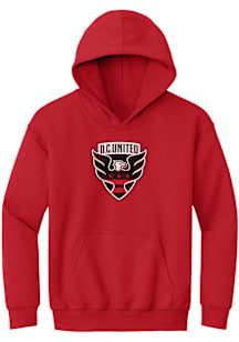 DC United Youth Red Vintage Primary Logo Long Sleeve Hoodie