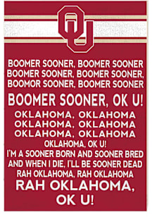 KH Sports Fan Oklahoma Sooners Fight Song Sign - Red