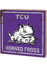 KH Sports Fan TCU Horned Frogs Rusted Block Sign