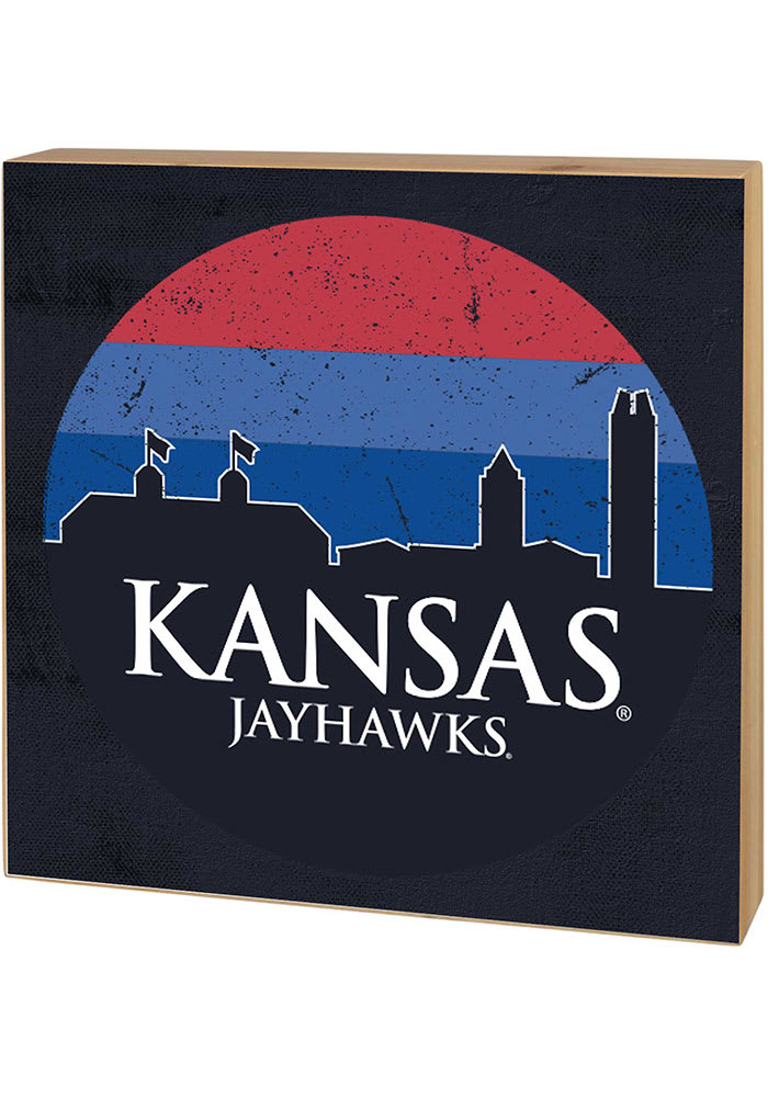 KH Sports Fan Kansas Jayhawks Skyline Block Sign