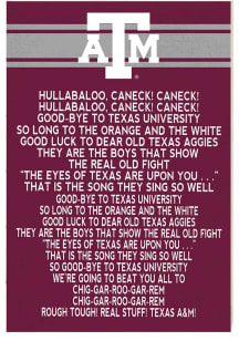 KH Sports Fan Texas A&amp;M Aggies Fight Song Sign