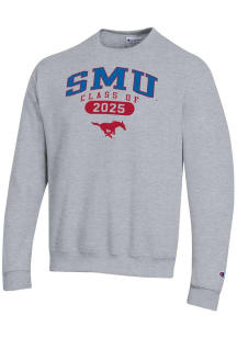 Champion SMU Mustangs Mens Grey Class of 2025 Pill Powerblend Long Sleeve Crew Sweatshirt