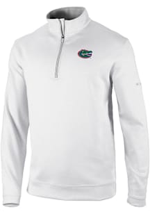 Columbia Florida Gators Mens White Heat Seal Omni Wick Wickhams Hills Long Sleeve Qtr Zip Pullover