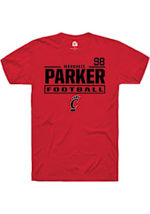 Marquaze Parker Cincinnati Bearcats Red Football NIL Stacked Box Short Sleeve Player T Shirt
