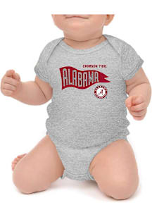 Alabama Crimson Tide Baby Grey Knobby Retro Short Sleeve One Piece