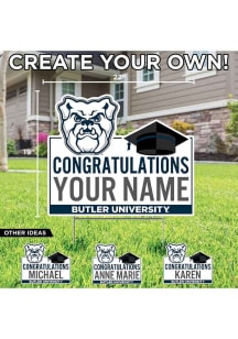 Butler Bulldogs Personalized Congratulations Grad Yard Sign - White