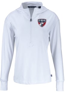 Cutter and Buck FC Dallas Womens White Daybreak Hood Qtr Zip