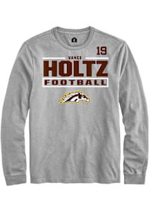 Vance Holtz Western Michigan Broncos Grey Football NIL Stacked Box Long Sleeve Player T Shirt