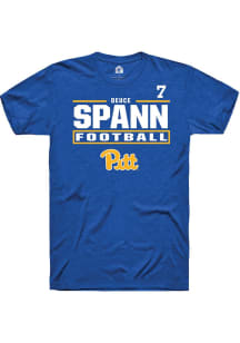 Deuce Spann Rally Mens Blue Pitt Panthers NIL Stacked Box Player T Shirt