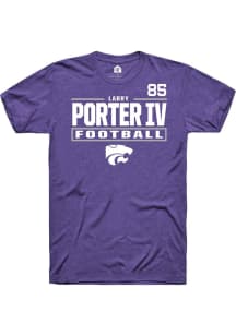 Larry  Porter IV Rally Mens Purple K-State Wildcats NIL Stacked Box Player T Shirt
