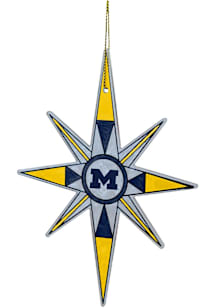 Michigan Wolverines Art Glass Snowflake Ornament - Blue