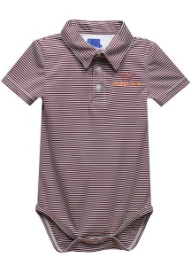 Vive La Fete Virginia Tech Hokies Baby Maroon Pencil Stripe Short Sleeve One Piece Polo