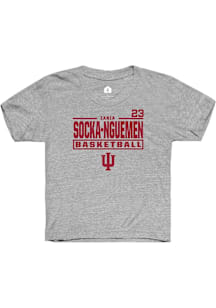 Zania Socka-Nguemen Indiana Hoosiers Youth Grey NIL Stacked Box Player Tee