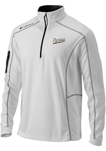 Columbia Purdue Boilermakers Mens White Vault Heat Seal Omni Wick Shotgun Long Sleeve Qtr Zip Pull..