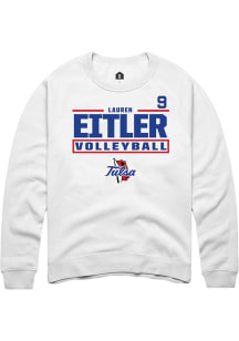 Lauren Eitler Rally Mens White Tulsa Golden Hurricane NIL Stacked Box Player Crew