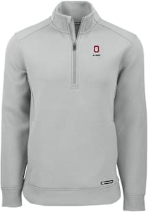 Cutter and Buck Ohio State Buckeyes Mens Ash Alumni Roam Long Sleeve Qtr Zip Pullover