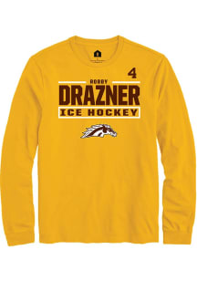 Robby Drazner Mens Gold Western Michigan Broncos NIL Stacked Box Long Sleeve Player T Shirt
