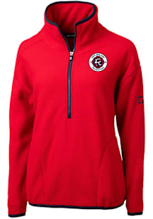 Cutter and Buck New England Revolution Womens Red Cascade Sherpa Qtr Zip