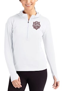 Cutter and Buck Indiana Hoosiers Womens White 2025 CFP National Champions Daybreak Hood Qtr Zip