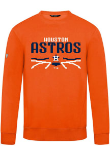 Levelwear Houston Astros Mens Orange Zane Arcade Long Sleeve Crew Sweatshirt
