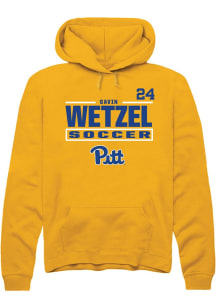 Gavin Wetzel Rally Mens Gold Pitt Panthers NIL Stacked Box Player Hood