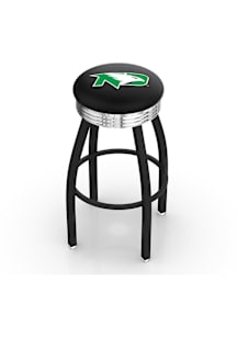 North Dakota Fighting Hawks 3 Ring Chrome Seat Pub Stool - Black