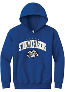 Summit Sportswear Omaha Storm Chasers Youth Blue Arch Mascot Long Sleeve Hoodie