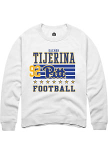 Kaemon Tijerina Rally Mens White Pitt Panthers NIL Striped Player Crew