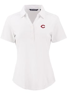 Cutter and Buck Cincinnati Reds Womens White Forge Eco Polo Short Sleeve Polo Shirt