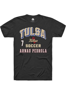 Arnau Pedrola Rally Mens Black Tulsa Golden Hurricane NIL Arch Logo Player T Shirt