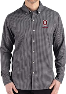 Cutter and Buck Ohio State Buckeyes Mens Black Alumni Gingham LS Woven Long Sleeve Dress Shirt