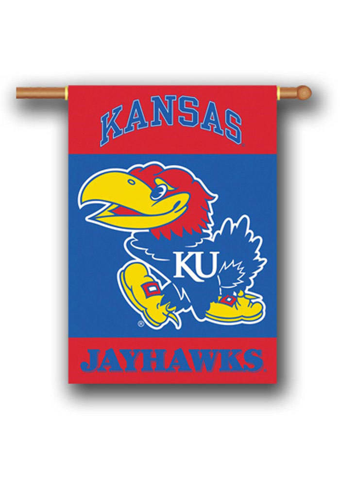 Kansas Jayhawks 28x40 Red and Blue Silk Screen Banner
