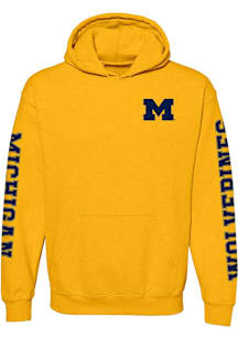 Michigan Wolverines Mens Yellow Double Sleeve Print Long Sleeve Hoodie