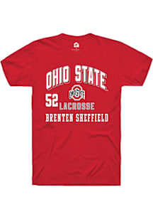 Brenten Sheffield Ohio State Buckeyes Red NIL Arch Logo Short Sleeve Player T Shirt