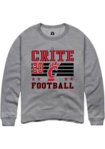Cj Crite Cincinnati Bearcats Mens Grey Football NIL Striped Player Crew