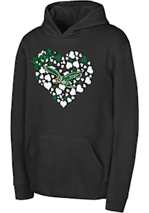 Philadelphia Eagles Girls Black Heart of Hearts Long Sleeve Hooded Sweatshirt