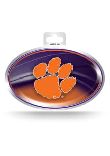 Clemson Tigers Metallic Oval Auto Decal - Orange