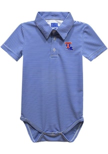 Vive La Fete Louisiana Tech Bulldogs Baby Blue Pencil Stripe Short Sleeve One Piece Polo
