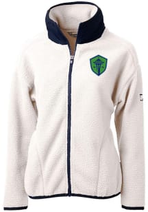 Cutter and Buck Seattle Sounders FC Womens White Cascade Sherpa Light Weight Jacket