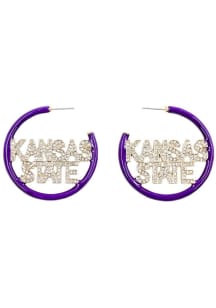 Pave Enamel Hoop K-State Wildcats Womens Earrings - Purple
