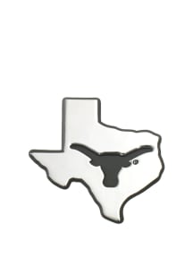Texas Longhorns Chrome Texas Shaped Car Emblem - Silver