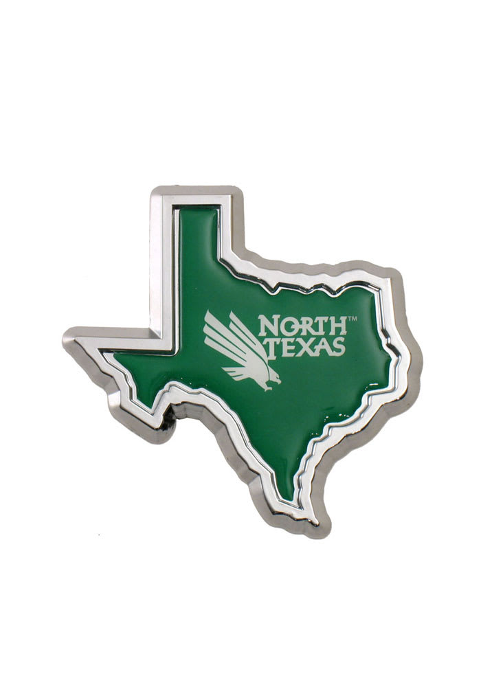 North Texas Mean Green Domed Texas Shaped Car Emblem - Green